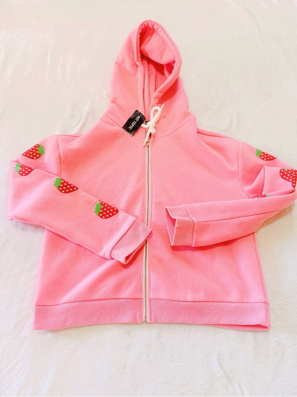 Hot Topic Pink Strawberry Zip-Up Hoodie